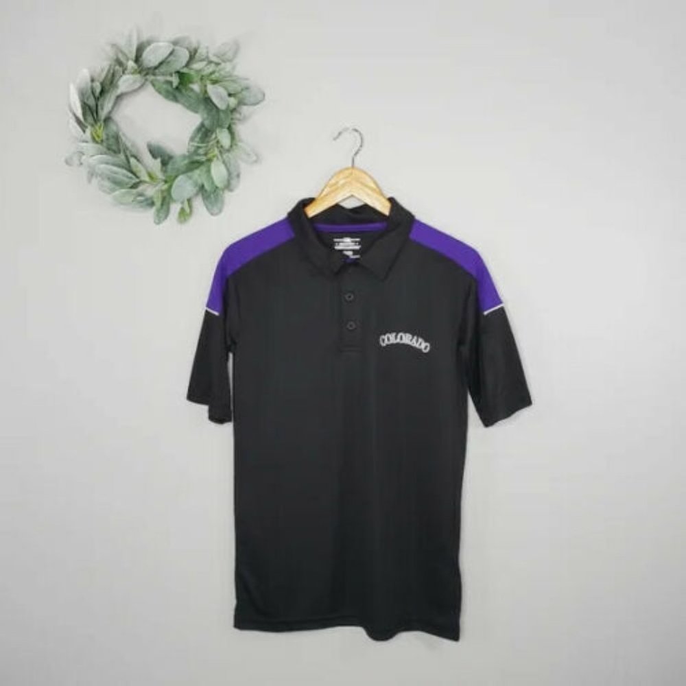 NWT Genuine Merchandise Men's Polo Colorado Short Sleeve Shirts, Black, size S